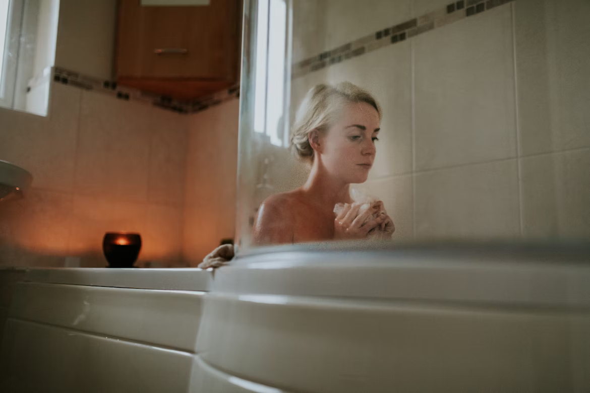 Woman in bath tuub